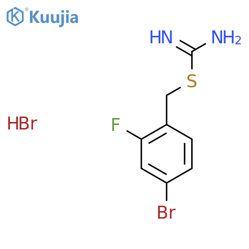 {[(4-Bromo-2-fluorophenyl)methyl]sulfanyl}methanimidamide hydrobromide structure