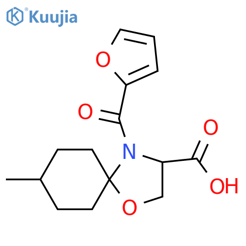 4-(Furan-2-carbonyl)-8-methyl-1-oxa-4-azaspiro[4.5]decane-3-carboxylic acid structure