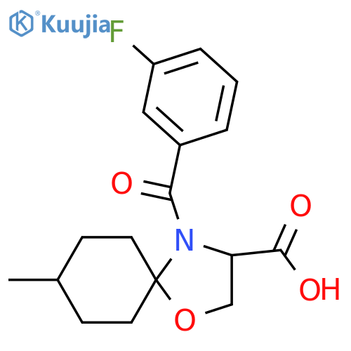 4-(3-Fluorobenzoyl)-8-methyl-1-oxa-4-azaspiro[4.5]decane-3-carboxylic acid structure