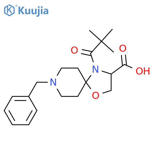 8-Benzyl-4-(2,2-dimethylpropanoyl)-1-oxa-4,8-diazaspiro[4.5]decane-3-carboxylic acid structure