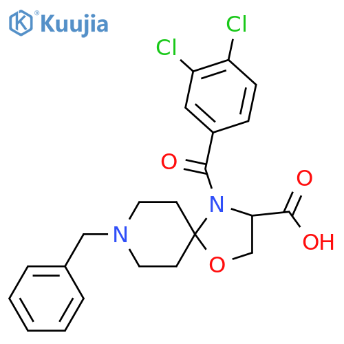 8-Benzyl-4-(3,4-dichlorobenzoyl)-1-oxa-4,8-diazaspiro[4.5]decane-3-carboxylic acid structure