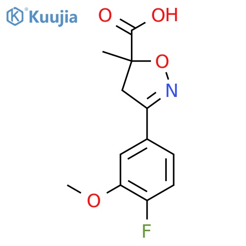 3-(4-Fluoro-3-methoxyphenyl)-5-methyl-4,5-dihydro-1,2-oxazole-5-carboxylic acid structure