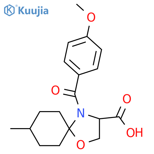 4-(4-Methoxybenzoyl)-8-methyl-1-oxa-4-azaspiro[4.5]decane-3-carboxylic acid structure