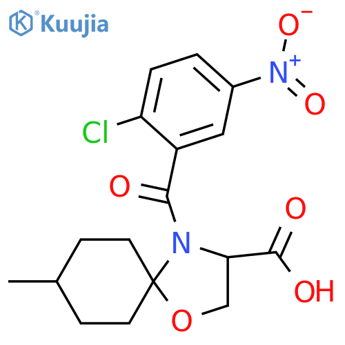 4-(2-Chloro-5-nitrobenzoyl)-8-methyl-1-oxa-4-azaspiro[4.5]decane-3-carboxylic acid structure