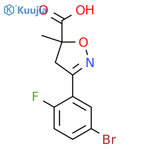 3-(5-Bromo-2-fluorophenyl)-5-methyl-4,5-dihydro-1,2-oxazole-5-carboxylic acid structure