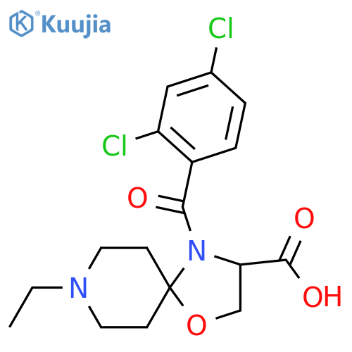 4-(2,4-Dichlorobenzoyl)-8-ethyl-1-oxa-4,8-diazaspiro[4.5]decane-3-carboxylic acid structure