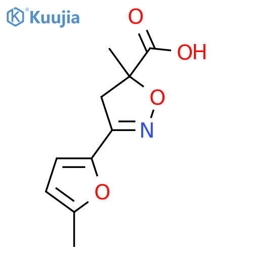 5-Methyl-3-(5-methylfuran-2-yl)-4,5-dihydro-1,2-oxazole-5-carboxylic acid structure