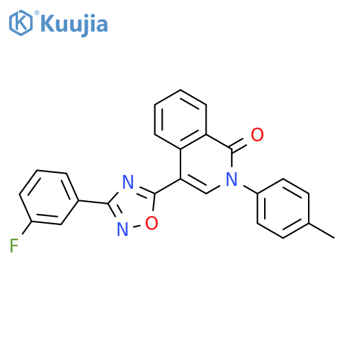 4-[3-(3-fluorophenyl)-1,2,4-oxadiazol-5-yl]-2-(4-methylphenyl)-1,2-dihydroisoquinolin-1-one structure