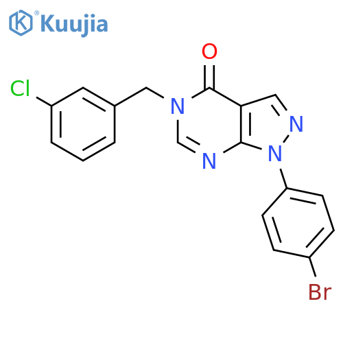 1-(4-bromophenyl)-5-[(3-chlorophenyl)methyl]-1H,4H,5H-pyrazolo[3,4-d]pyrimidin-4-one structure