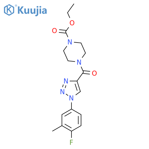 ethyl 4-[1-(4-fluoro-3-methylphenyl)-1H-1,2,3-triazole-4-carbonyl]piperazine-1-carboxylate structure