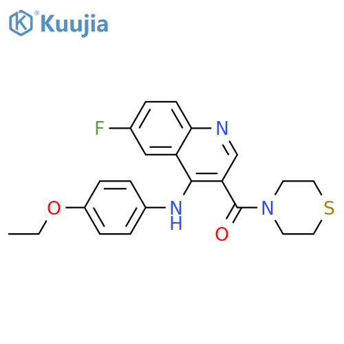 N-(4-ethoxyphenyl)-6-fluoro-3-(thiomorpholine-4-carbonyl)quinolin-4-amine structure