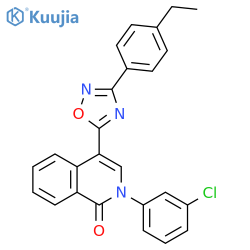 2-(3-chlorophenyl)-4-[3-(4-ethylphenyl)-1,2,4-oxadiazol-5-yl]-1,2-dihydroisoquinolin-1-one structure