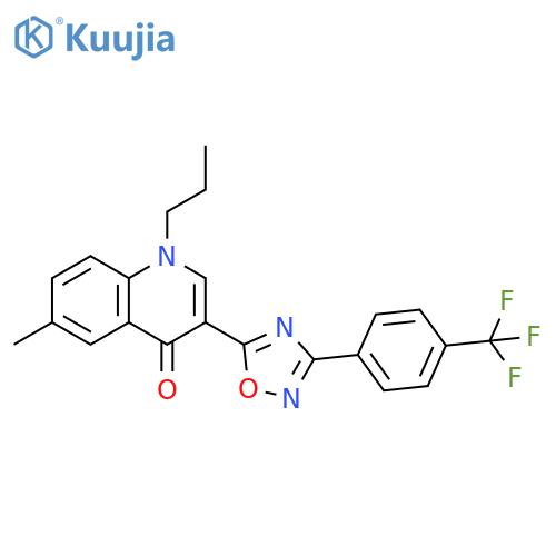 6-methyl-1-propyl-3-{3-[4-(trifluoromethyl)phenyl]-1,2,4-oxadiazol-5-yl}-1,4-dihydroquinolin-4-one structure