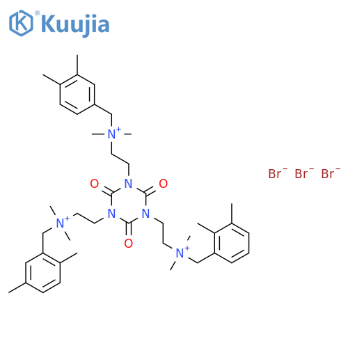 N-(3,4-dimethylbenzyl)-2-(3-{2-[(2,3-dimethylbenzyl)(dimethyl)ammonio]ethyl}-5-{2-[(2,5-dimethylbenzyl)(dimethyl)ammonio]ethyl}-2,4,6-trioxo-1,3,5-triazinan-1-yl)-N,N-dimethylethanaminium tribromide structure