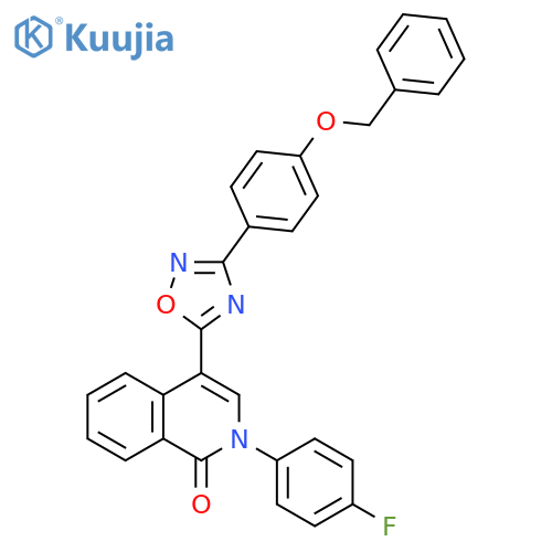 4-{3-[4-(benzyloxy)phenyl]-1,2,4-oxadiazol-5-yl}-2-(4-fluorophenyl)-1,2-dihydroisoquinolin-1-one structure
