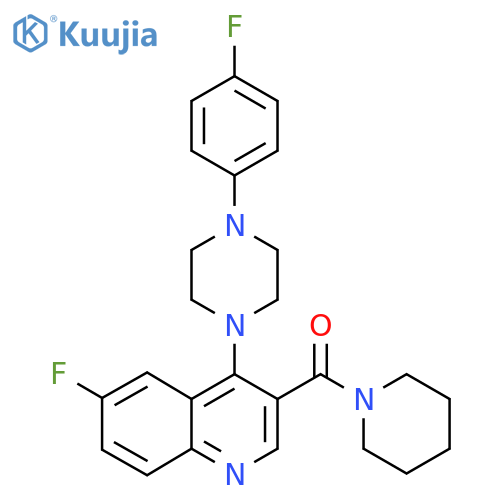 6-fluoro-4-[4-(4-fluorophenyl)piperazin-1-yl]-3-(piperidine-1-carbonyl)quinoline structure