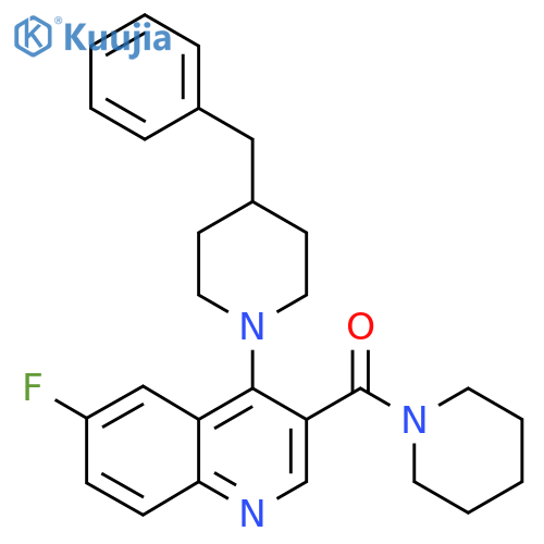 4-(4-benzylpiperidin-1-yl)-6-fluoro-3-(piperidine-1-carbonyl)quinoline structure