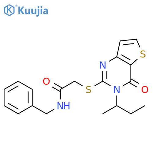 N-benzyl-2-{[3-(butan-2-yl)-4-oxo-3H,4H-thieno[3,2-d]pyrimidin-2-yl]sulfanyl}acetamide structure