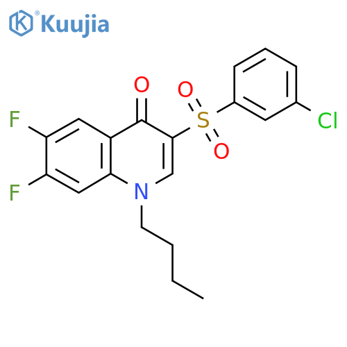 1-butyl-3-[(3-chlorophenyl)sulfonyl]-6,7-difluoroquinolin-4(1H)-one structure