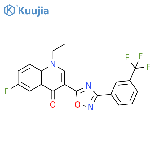 1-ethyl-6-fluoro-3-{3-[3-(trifluoromethyl)phenyl]-1,2,4-oxadiazol-5-yl}-1,4-dihydroquinolin-4-one structure