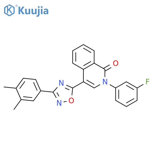 4-[3-(3,4-dimethylphenyl)-1,2,4-oxadiazol-5-yl]-2-(3-fluorophenyl)-1,2-dihydroisoquinolin-1-one structure