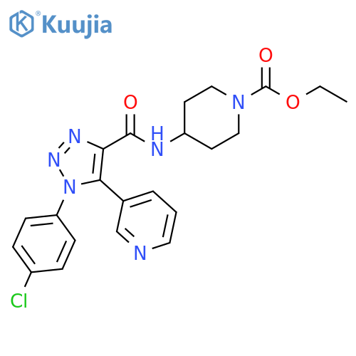 ethyl 4-[1-(4-chlorophenyl)-5-(pyridin-3-yl)-1H-1,2,3-triazole-4-amido]piperidine-1-carboxylate structure