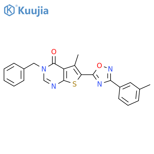 3-benzyl-5-methyl-6-[3-(3-methylphenyl)-1,2,4-oxadiazol-5-yl]-3H,4H-thieno[2,3-d]pyrimidin-4-one structure