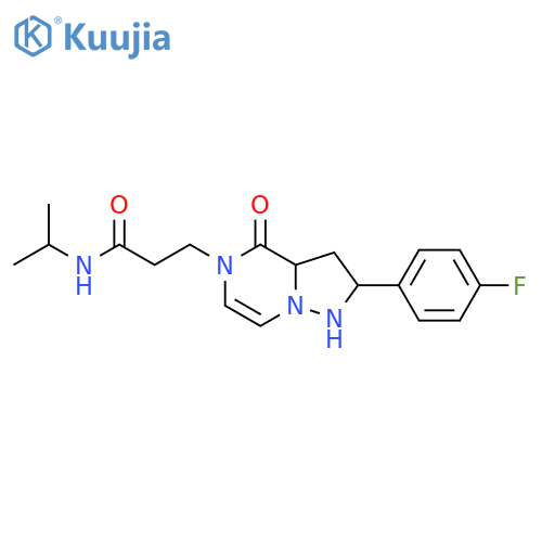 3-[2-(4-fluorophenyl)-4-oxo-4H,5H-pyrazolo[1,5-a]pyrazin-5-yl]-N-(propan-2-yl)propanamide structure