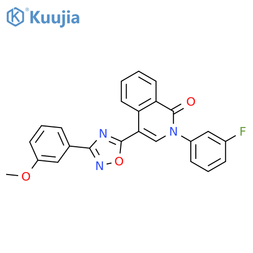 2-(3-fluorophenyl)-4-[3-(3-methoxyphenyl)-1,2,4-oxadiazol-5-yl]-1,2-dihydroisoquinolin-1-one structure