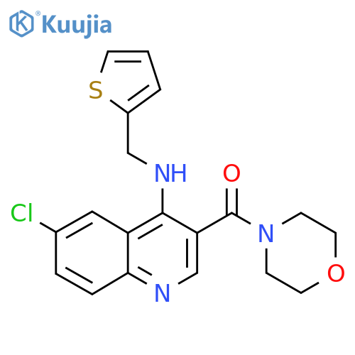 6-chloro-3-(morpholine-4-carbonyl)-N-[(thiophen-2-yl)methyl]quinolin-4-amine structure