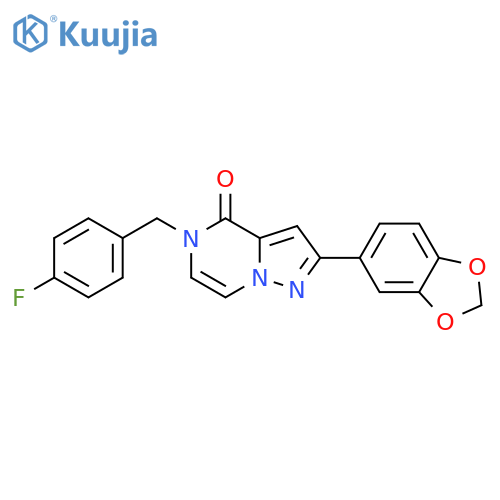 2-(2H-1,3-benzodioxol-5-yl)-5-[(4-fluorophenyl)methyl]-4H,5H-pyrazolo[1,5-a]pyrazin-4-one structure