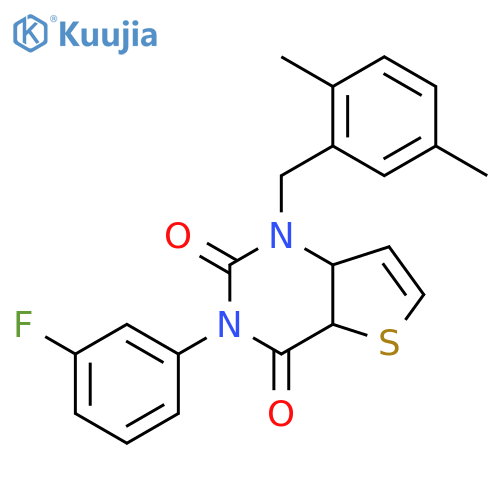 1-[(2,5-dimethylphenyl)methyl]-3-(3-fluorophenyl)-1H,2H,3H,4H-thieno[3,2-d]pyrimidine-2,4-dione structure