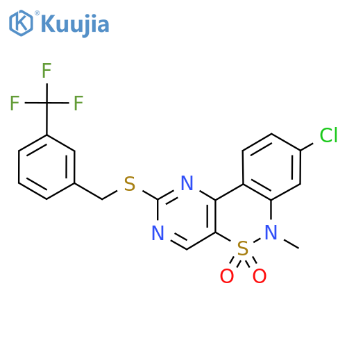 12-chloro-9-methyl-4-({[3-(trifluoromethyl)phenyl]methyl}sulfanyl)-8lambda6-thia-3,5,9-triazatricyclo[8.4.0.0^{2,7}]tetradeca-1(14),2(7),3,5,10,12-hexaene-8,8-dione structure