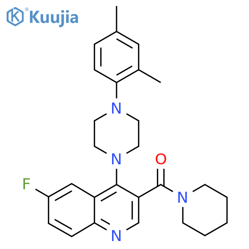 4-[4-(2,4-dimethylphenyl)piperazin-1-yl]-6-fluoro-3-(piperidine-1-carbonyl)quinoline structure