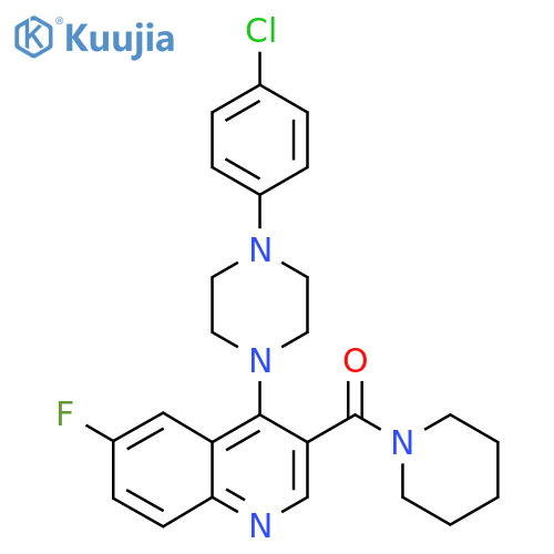 4-[4-(4-chlorophenyl)piperazin-1-yl]-6-fluoro-3-(piperidine-1-carbonyl)quinoline structure