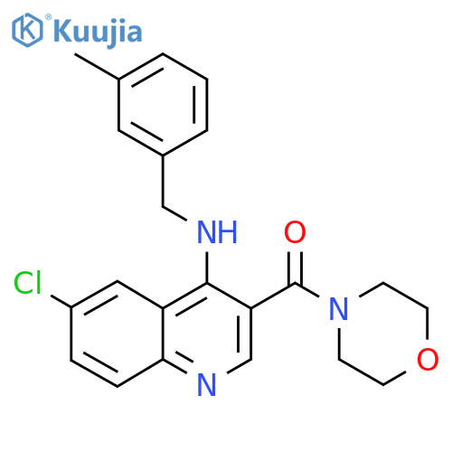 6-chloro-N-[(3-methylphenyl)methyl]-3-(morpholine-4-carbonyl)quinolin-4-amine structure