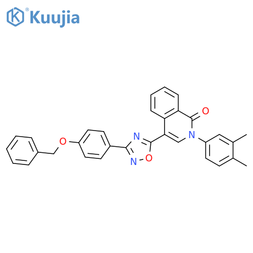 4-{3-[4-(benzyloxy)phenyl]-1,2,4-oxadiazol-5-yl}-2-(3,4-dimethylphenyl)-1,2-dihydroisoquinolin-1-one structure