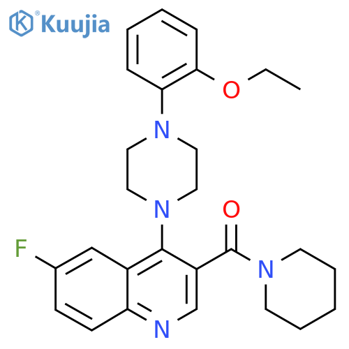 4-[4-(2-ethoxyphenyl)piperazin-1-yl]-6-fluoro-3-(piperidine-1-carbonyl)quinoline structure