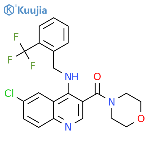 6-chloro-3-(morpholine-4-carbonyl)-N-{[2-(trifluoromethyl)phenyl]methyl}quinolin-4-amine structure