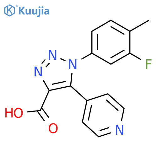 1-(3-fluoro-4-methylphenyl)-5-pyridin-4-yl-1H-1,2,3-triazole-4-carboxylic acid structure