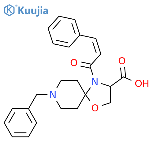 8-Benzyl-4-[(2Z)-3-phenylprop-2-enoyl]-1-oxa-4,8-diazaspiro[4.5]decane-3-carboxylic acid structure
