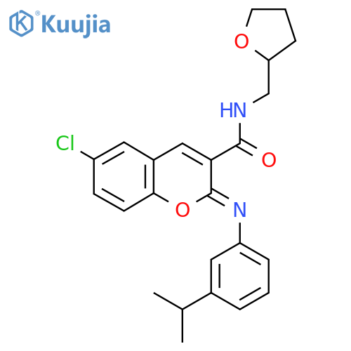 (2Z)-6-chloro-N-[(oxolan-2-yl)methyl]-2-{[3-(propan-2-yl)phenyl]imino}-2H-chromene-3-carboxamide structure
