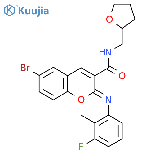 (2Z)-6-bromo-2-[(3-fluoro-2-methylphenyl)imino]-N-[(oxolan-2-yl)methyl]-2H-chromene-3-carboxamide structure