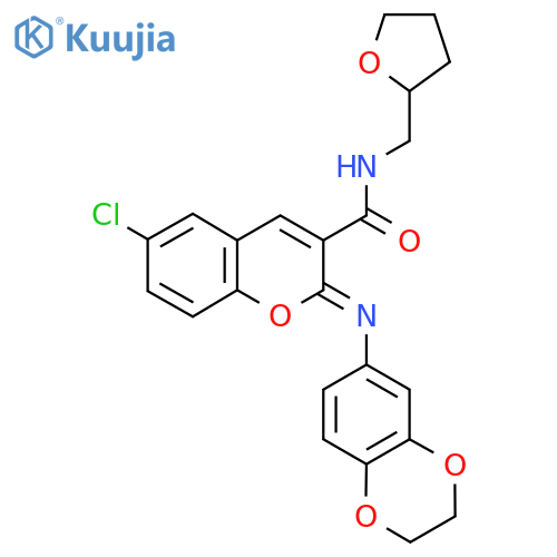 (2Z)-6-chloro-2-[(2,3-dihydro-1,4-benzodioxin-6-yl)imino]-N-[(oxolan-2-yl)methyl]-2H-chromene-3-carboxamide structure