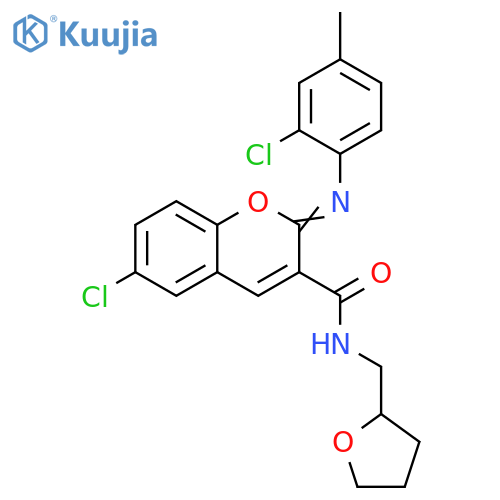 (2Z)-6-chloro-2-[(2-chloro-4-methylphenyl)imino]-N-[(oxolan-2-yl)methyl]-2H-chromene-3-carboxamide structure