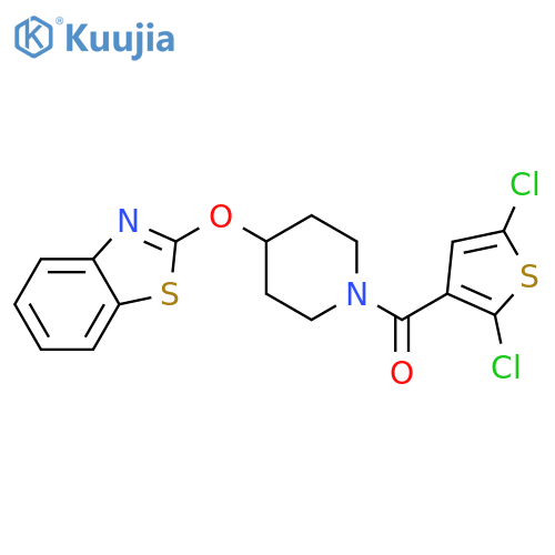 2-{1-(2,5-dichlorothiophene-3-carbonyl)piperidin-4-yloxy}-1,3-benzothiazole structure