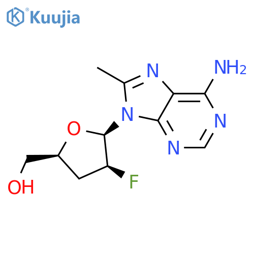 9-(2,3-dideoxy-2-fluoro-beta-D-threo-pentofuranosyl)-8-methyl-9H-purin-6-amine structure