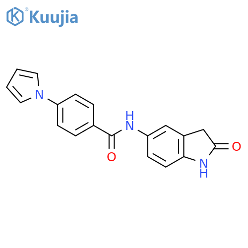 N-(2-oxo-2,3-dihydro-1H-indol-5-yl)-4-(1H-pyrrol-1-yl)benzamide structure