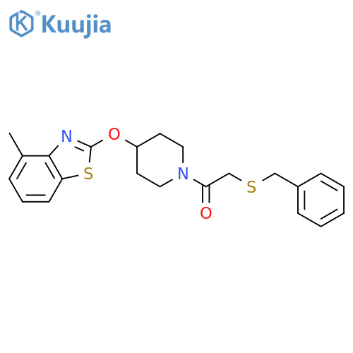 2-(benzylsulfanyl)-1-{4-(4-methyl-1,3-benzothiazol-2-yl)oxypiperidin-1-yl}ethan-1-one structure