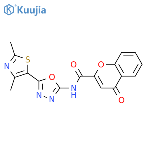 N-5-(2,4-dimethyl-1,3-thiazol-5-yl)-1,3,4-oxadiazol-2-yl-4-oxo-4H-chromene-2-carboxamide structure